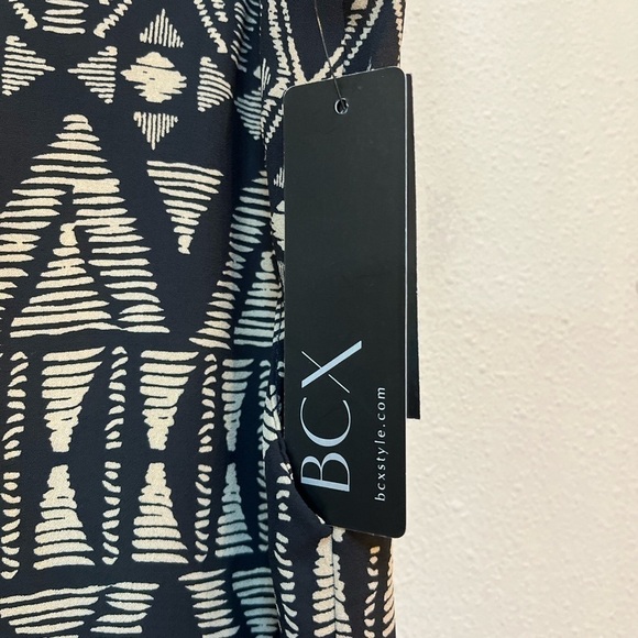 Wide Leg High Rise Printed Pants Black Tan L BCX Pull-On Comfy Stretch - Picture 6 of 8